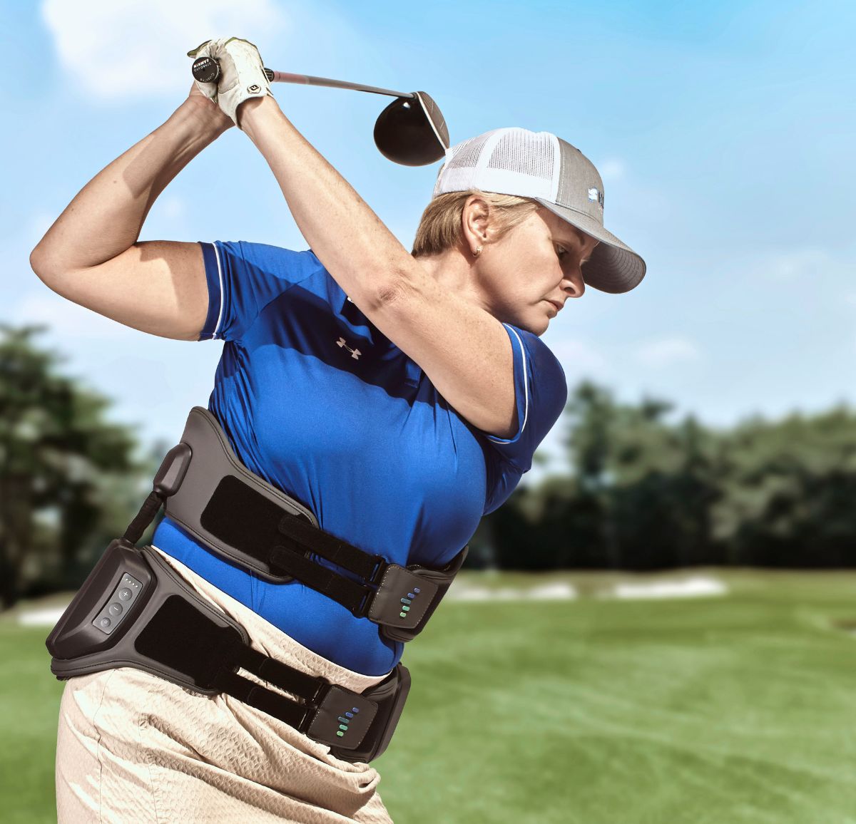 golfer with brace golfer with brace